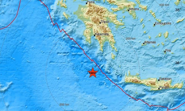 Σεισμός 3,6 Ρίχτερ νότια της Καλαμάτας